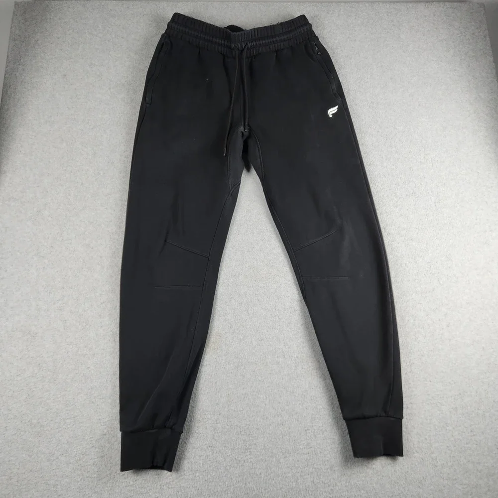 Fabletics Joggers Mens Medium Black Fleece Lined Drawstring Waist Tapered Leg